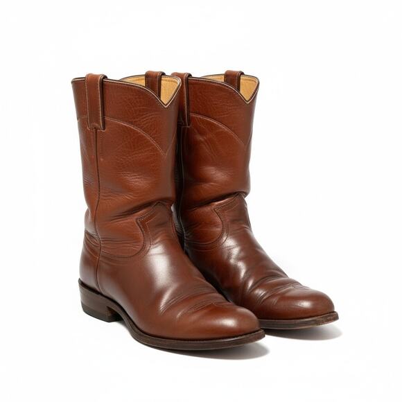 Vintage Justin Boots 3082 Brown Leather Western Cowboy Boots Men’s 6.5D Made USA - Picture 2 of 16